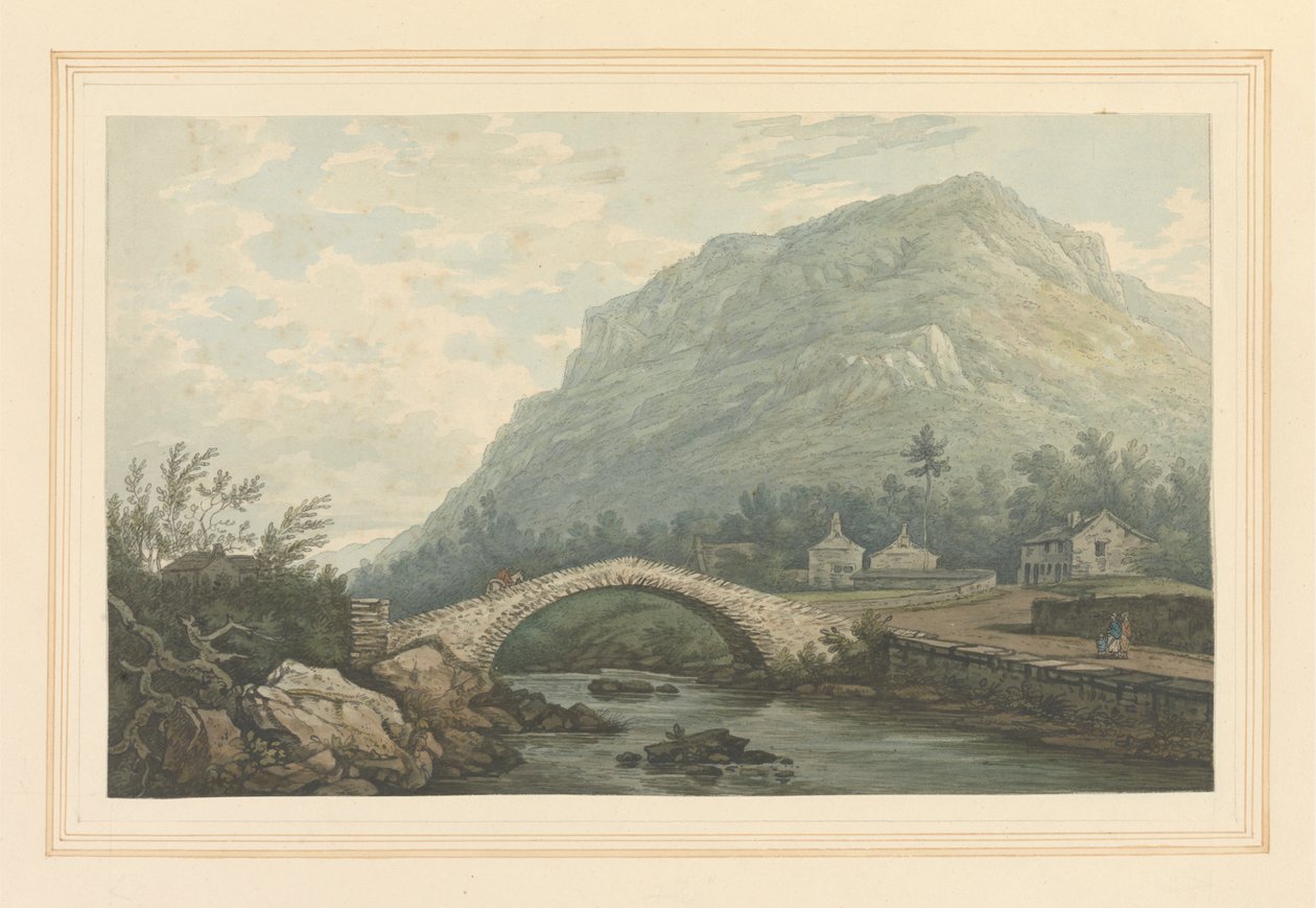 Widok na most i wioskę Rydal autorstwa Joseph Farington
