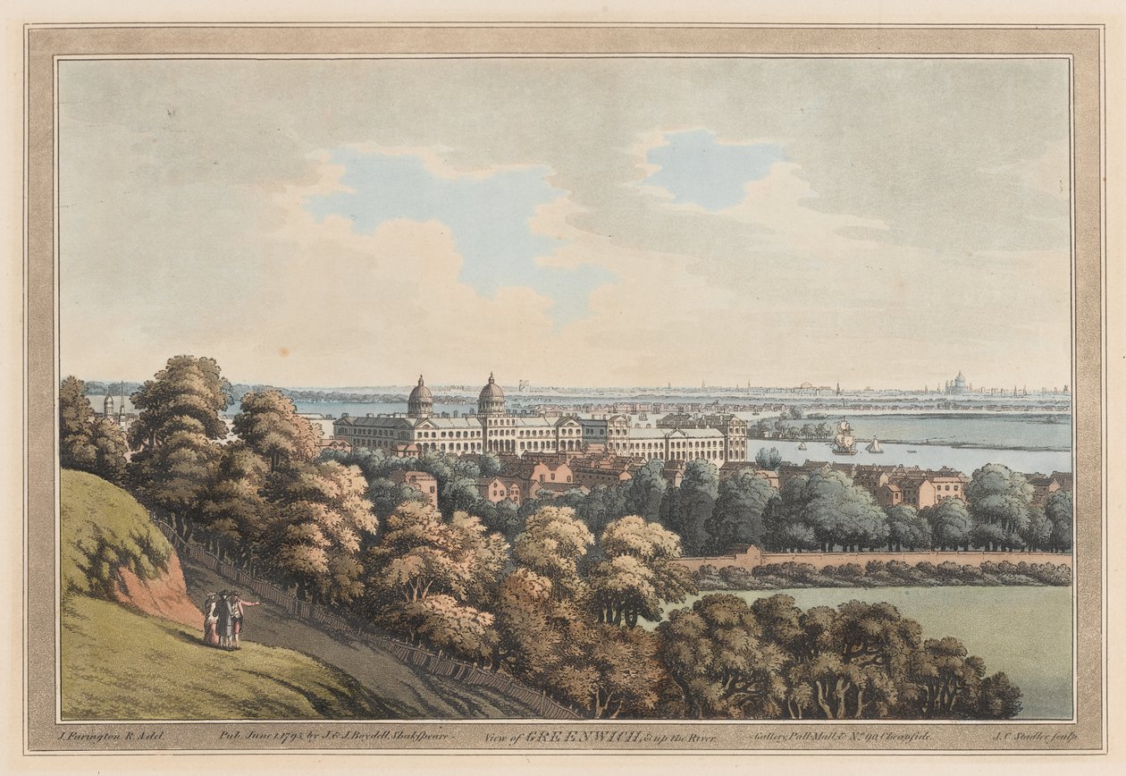 Widok na Greenwich i w górę rzeki autorstwa Joseph Farington