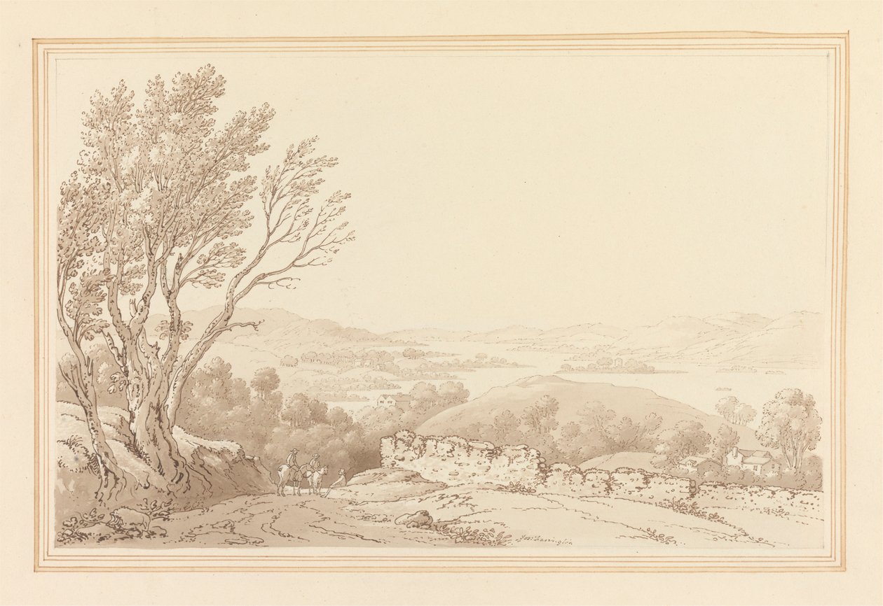 Widok na Windermere z góry Barig autorstwa Joseph Farington