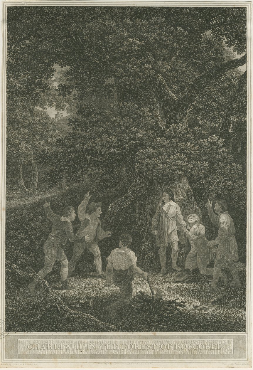 Boscobel - The Royal Oak : grawerowanie, kwiecień 1800 autorstwa Joseph Farrington