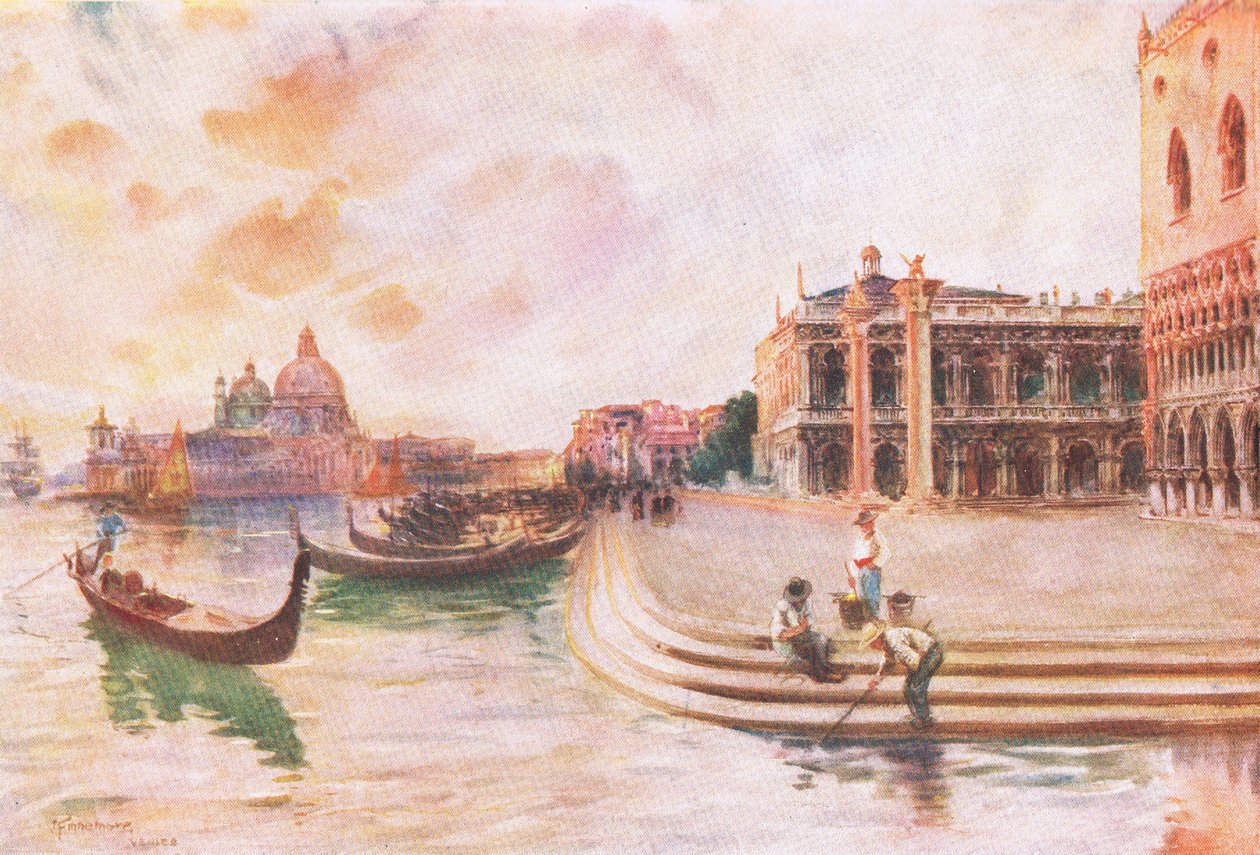 The Molo, Wenecja, z Hutchinsons Picturesque Europe wydane przez Hutchinson & Son, c.1930 autorstwa Joseph Finnemore