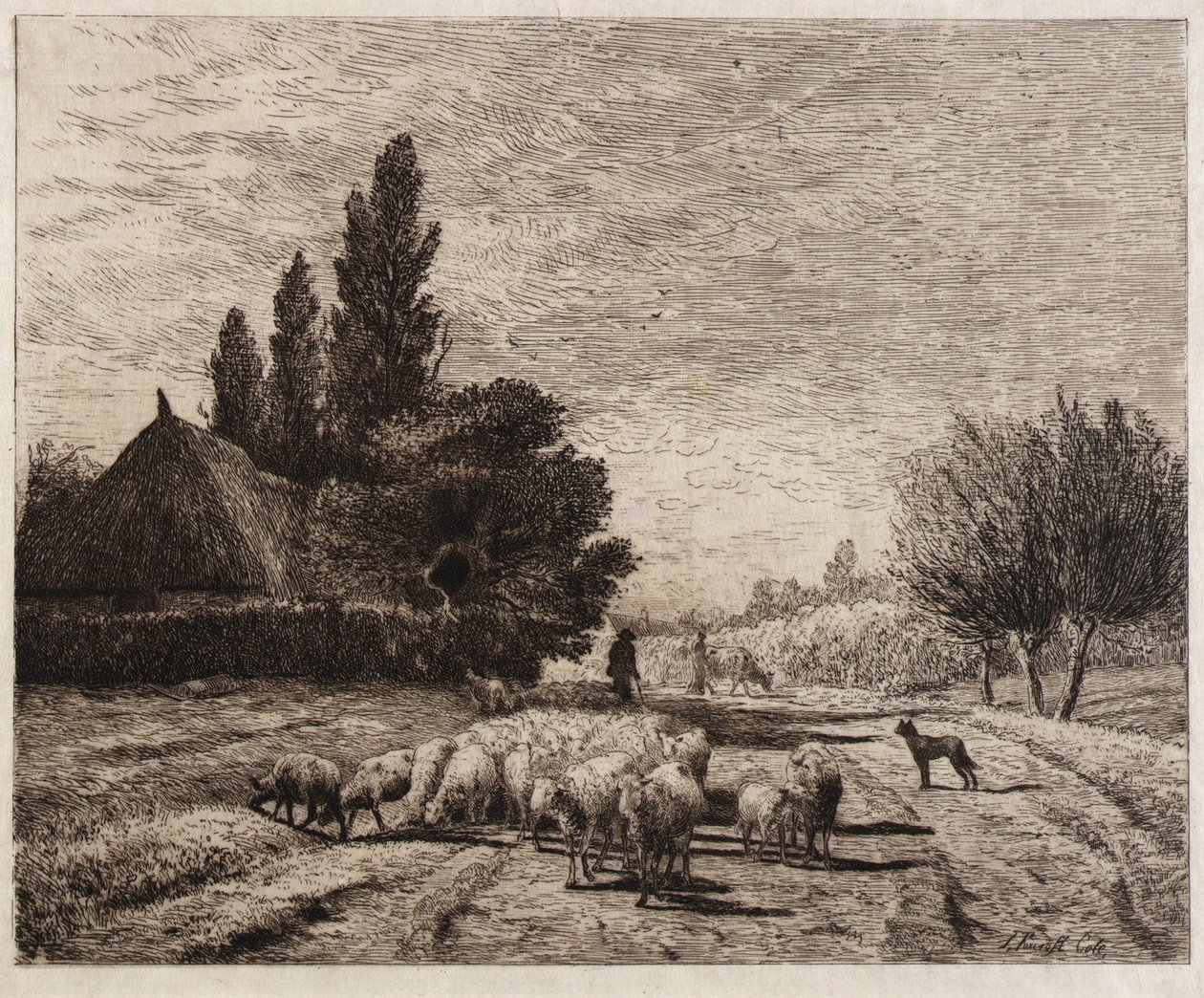 Wiejska ulica we Francji autorstwa Joseph Foxcroft Cole