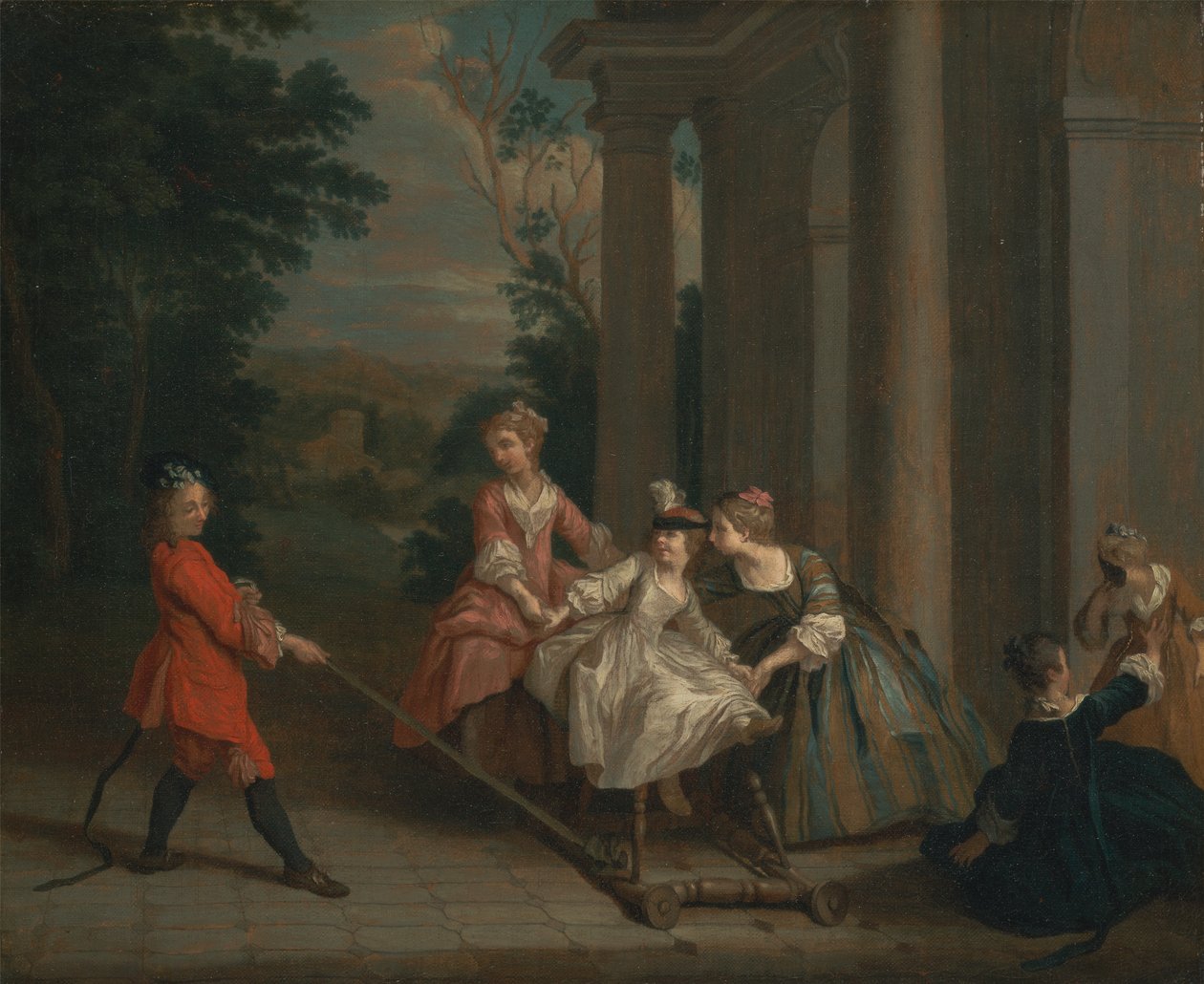 Dzieci bawiące się koniem hobbystycznym autorstwa Joseph Francis Nollekens