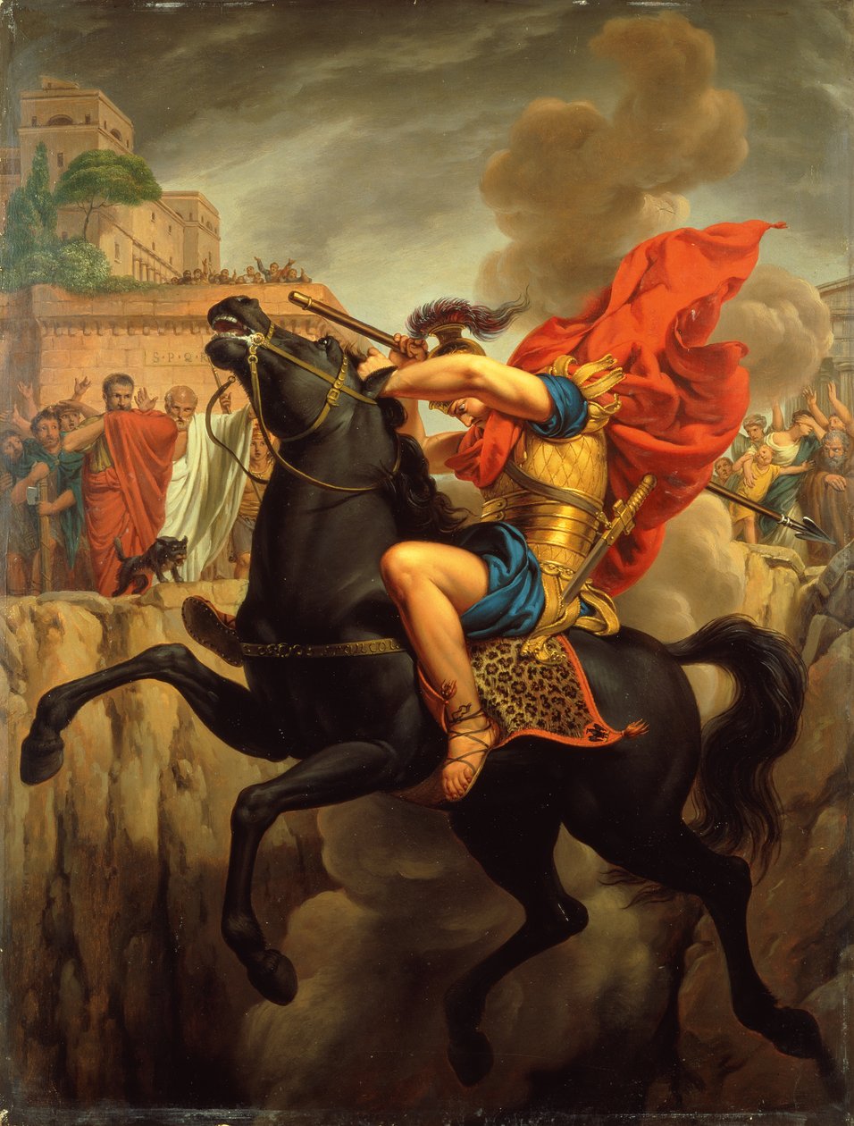Śmierć Marka Curtiusa (olej na panelu) autorstwa Joseph Francois