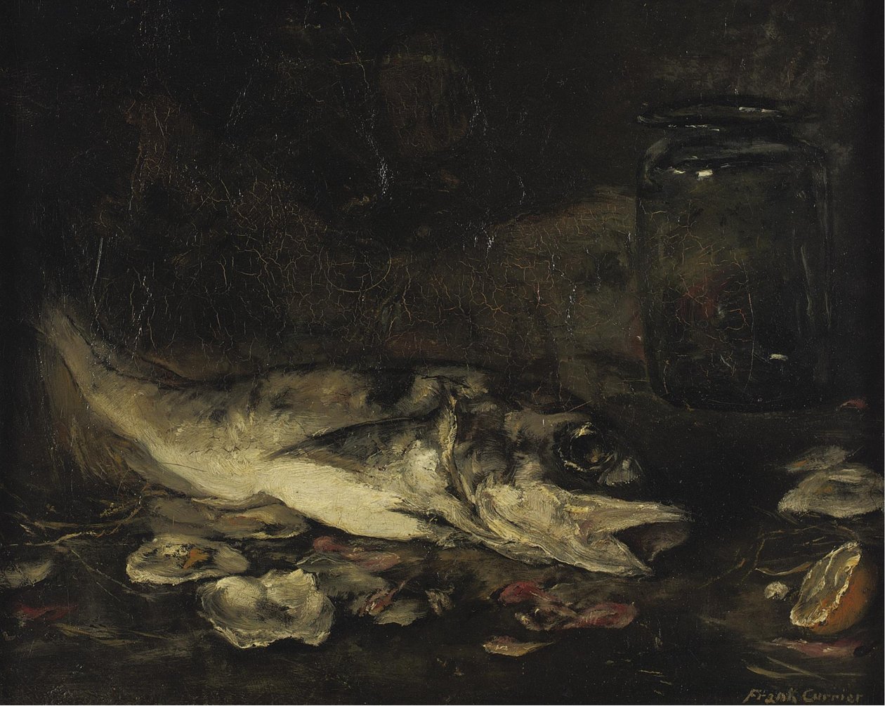 Martwa natura z rybą i pomarańczami autorstwa Joseph Frank Currier