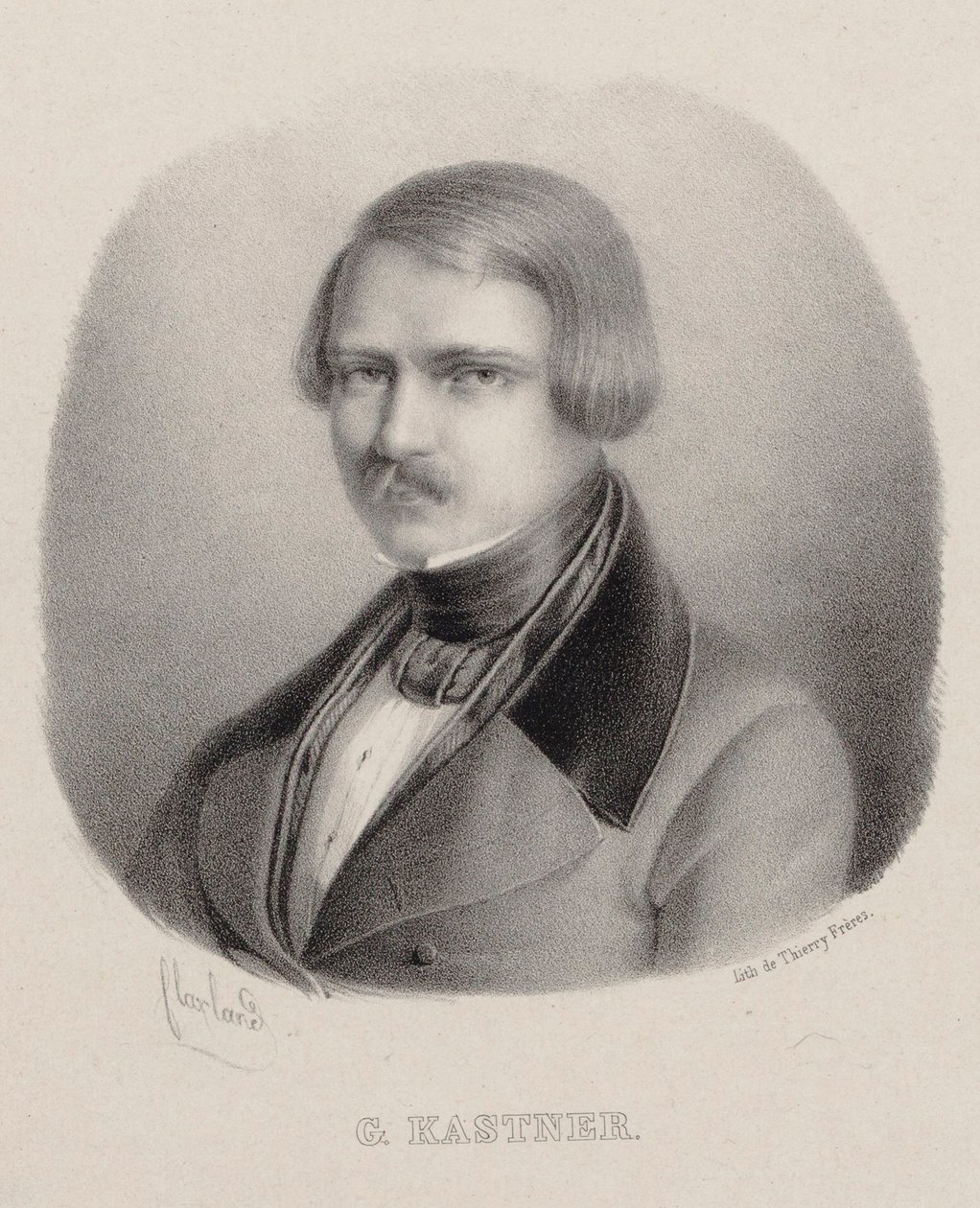 Portret kompozytora Jean-Georgesa Kastnera 1810-1867. autorstwa Joseph Frédéric Flaxland
