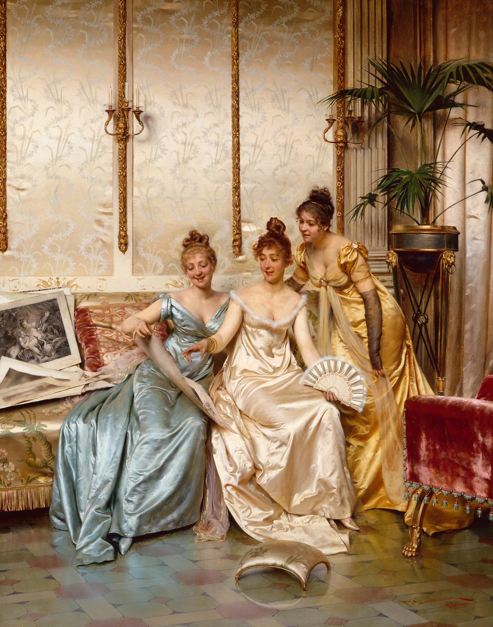 Trzech pięknych koneserów (olej na płótnie) autorstwa Joseph Frederick Charles Soulacroix