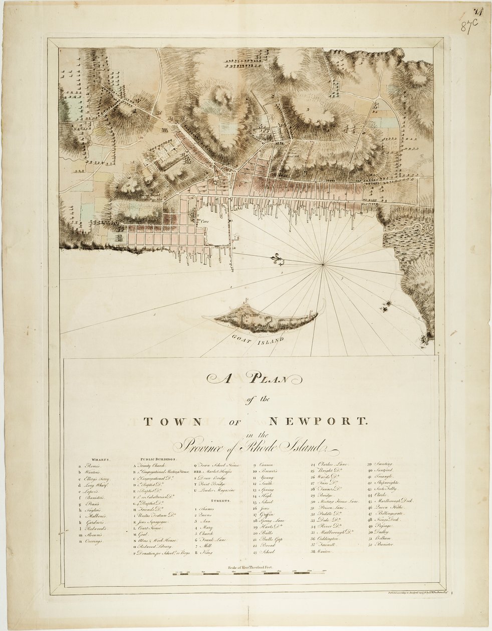 Plan miasta Newport w prowincji Rhode Island autorstwa Joseph Frederick Wallet DesBarres