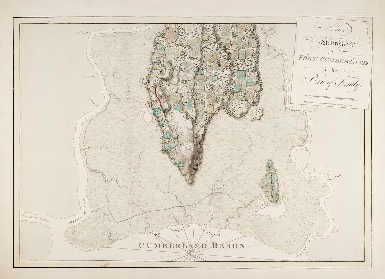 Okolice fortu Cumberland w zatoce Fundy autorstwa Joseph Frederick Wallet DesBarres