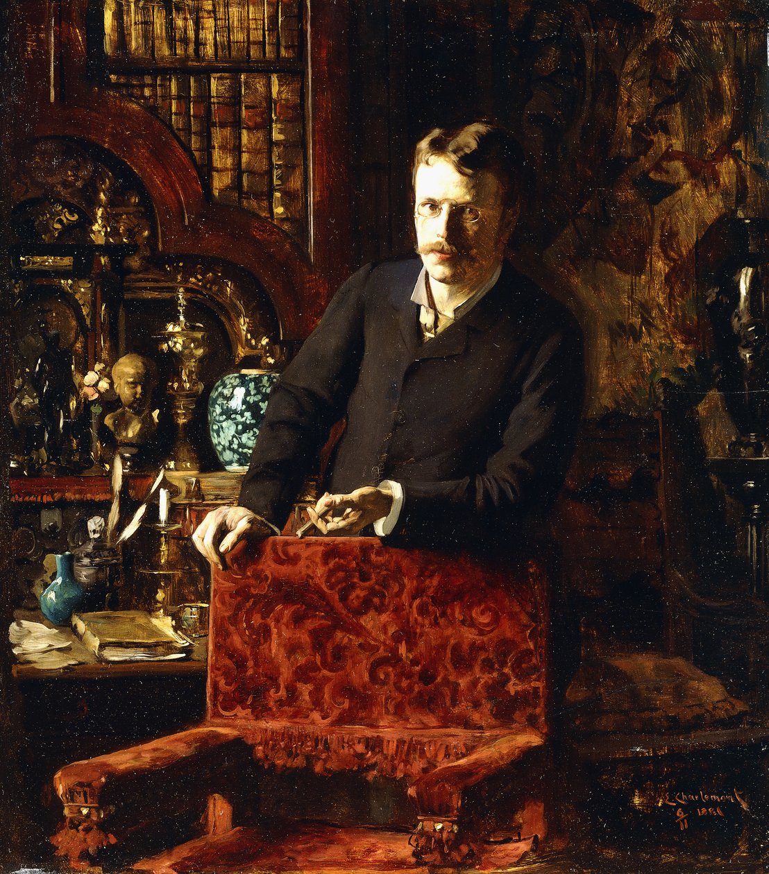 Dżentelmen we wnętrzu, 1881 autorstwa Joseph Gabriel Aubrun