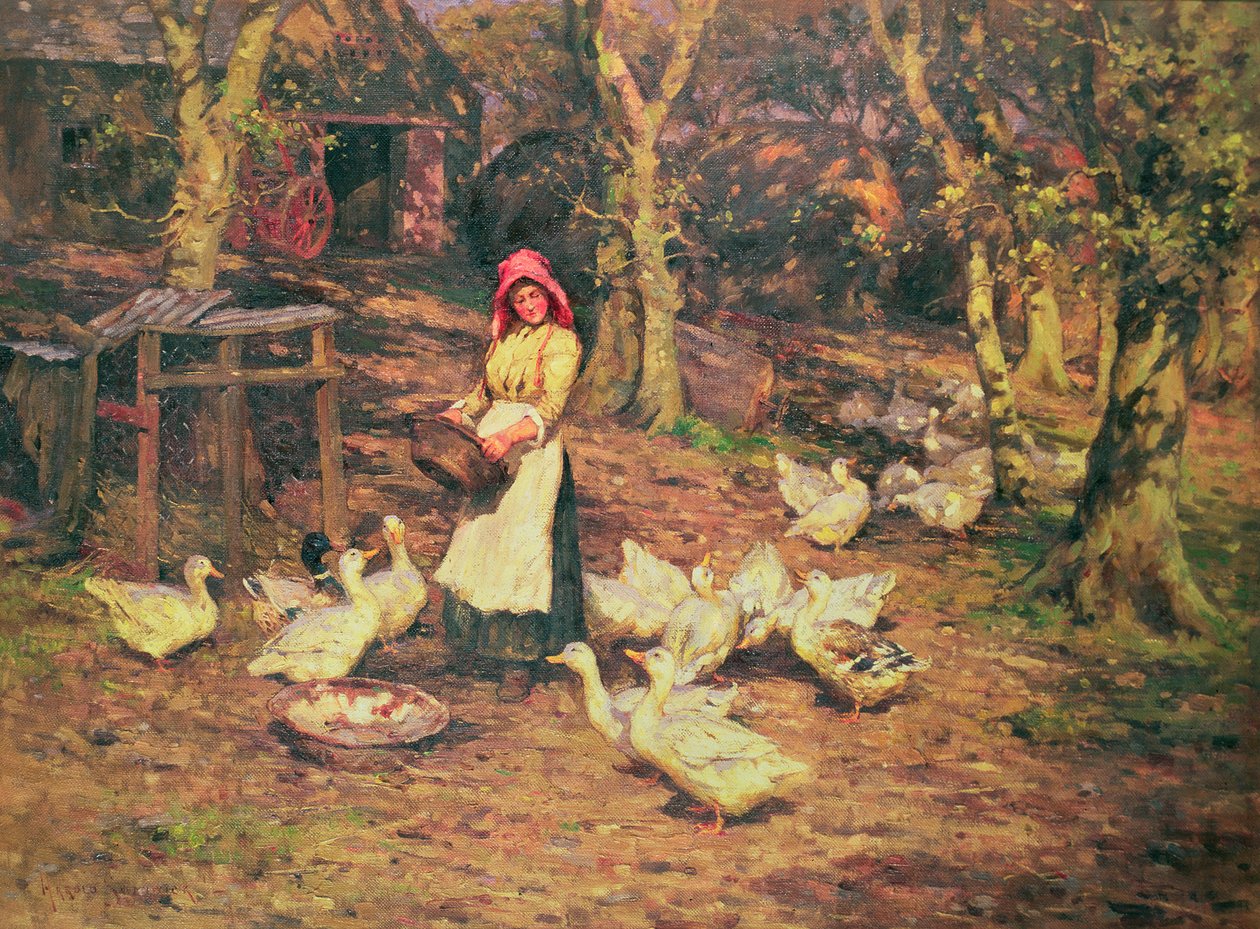 Karmienie kaczek autorstwa Joseph Harold Swanwick