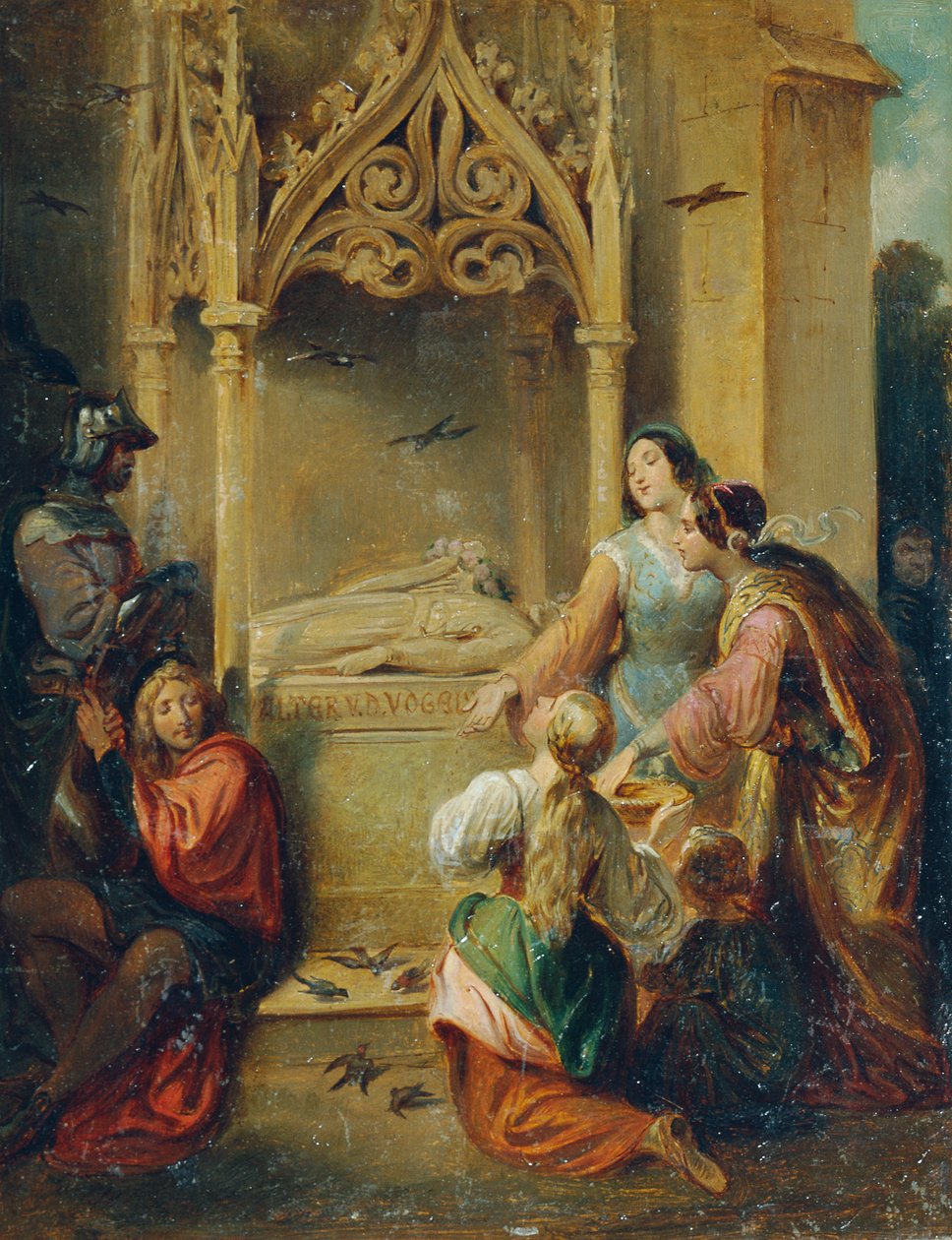 Przy grobie Walthera von der Vogelweide autorstwa Joseph Hasslwander