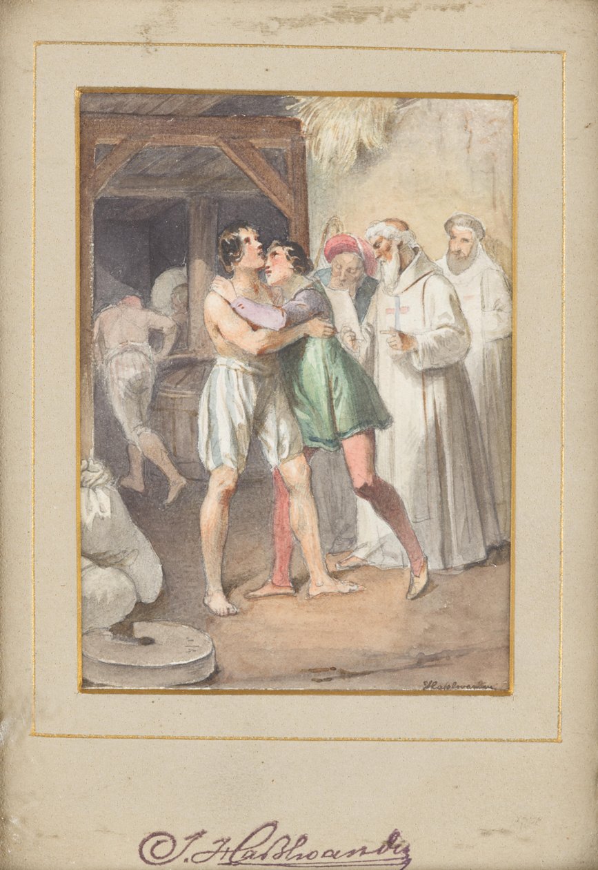 Uwolnienie chrześcijańskich więźniów przez przedstawicieli Zakonu Trynitarskiego autorstwa Joseph Hasslwander