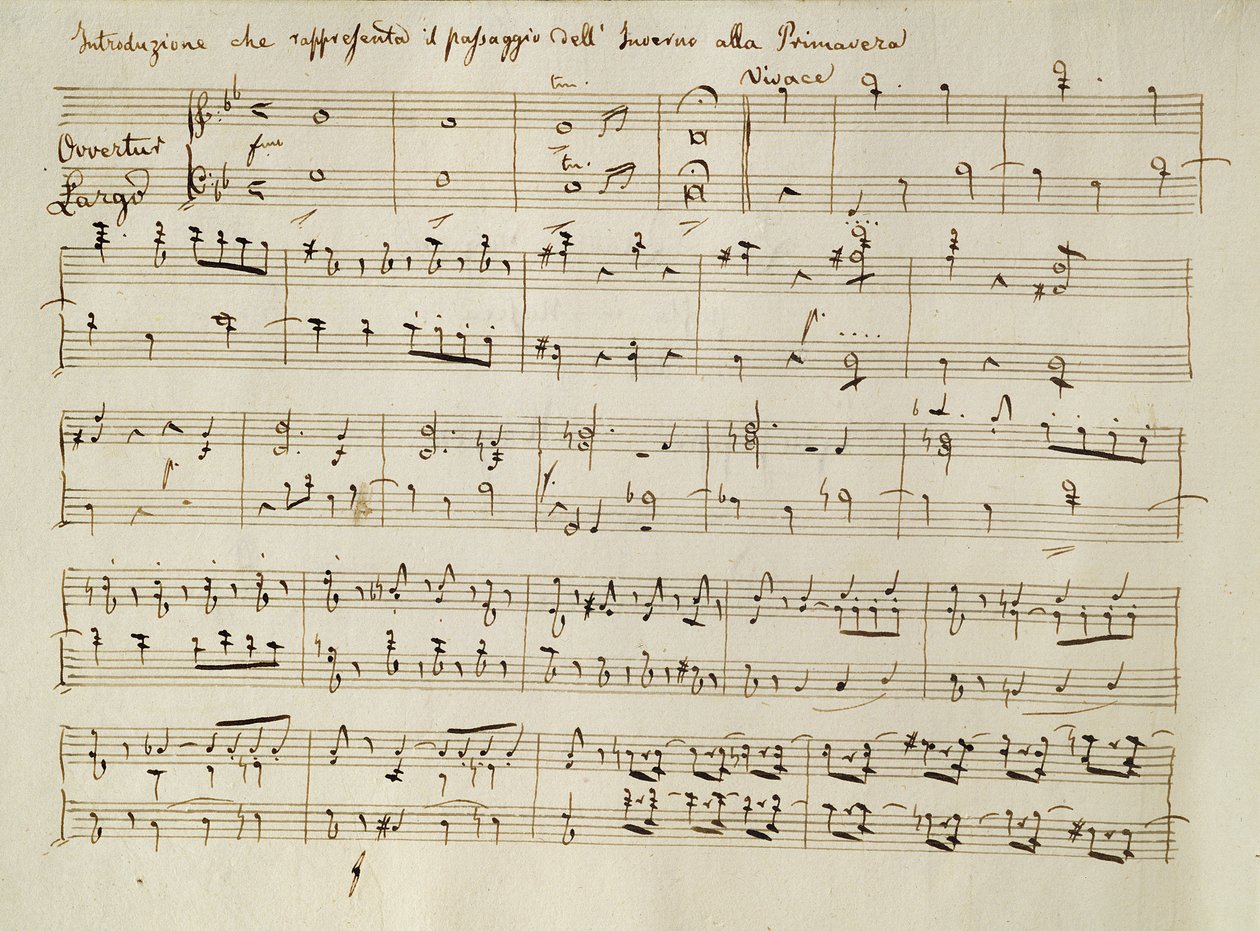 Uwertura z partytury "Wiosna", z oratorium "Pory roku", wykonane po raz pierwszy w kwietniu 1801 roku autorstwa Joseph Haydn