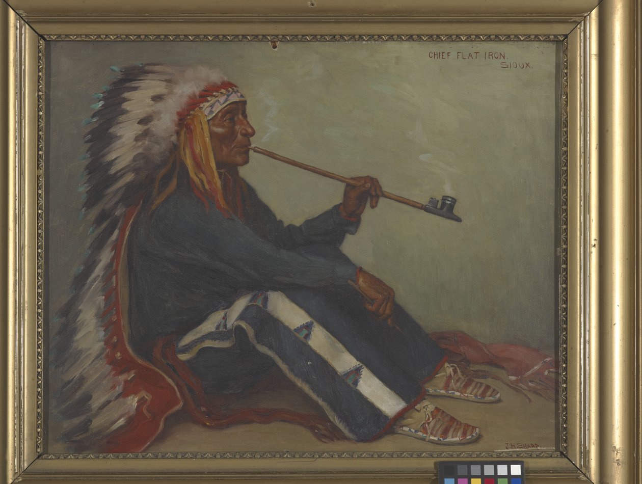 Wódz Flat Iron, Sioux (olej na płótnie) autorstwa Joseph Henry Sharp