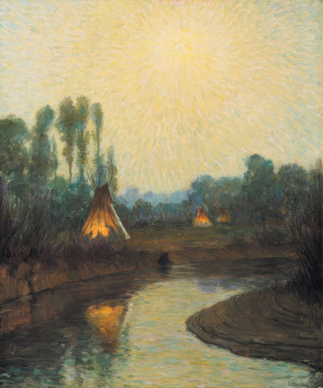 Wczesne światło księżyca, rezerwat Crow autorstwa Joseph Henry Sharp