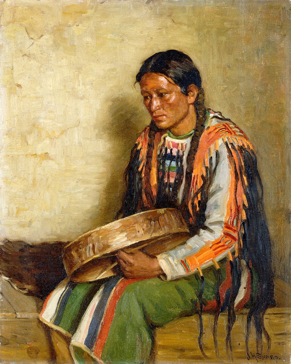 Indianin z bębnem autorstwa Joseph Henry Sharp