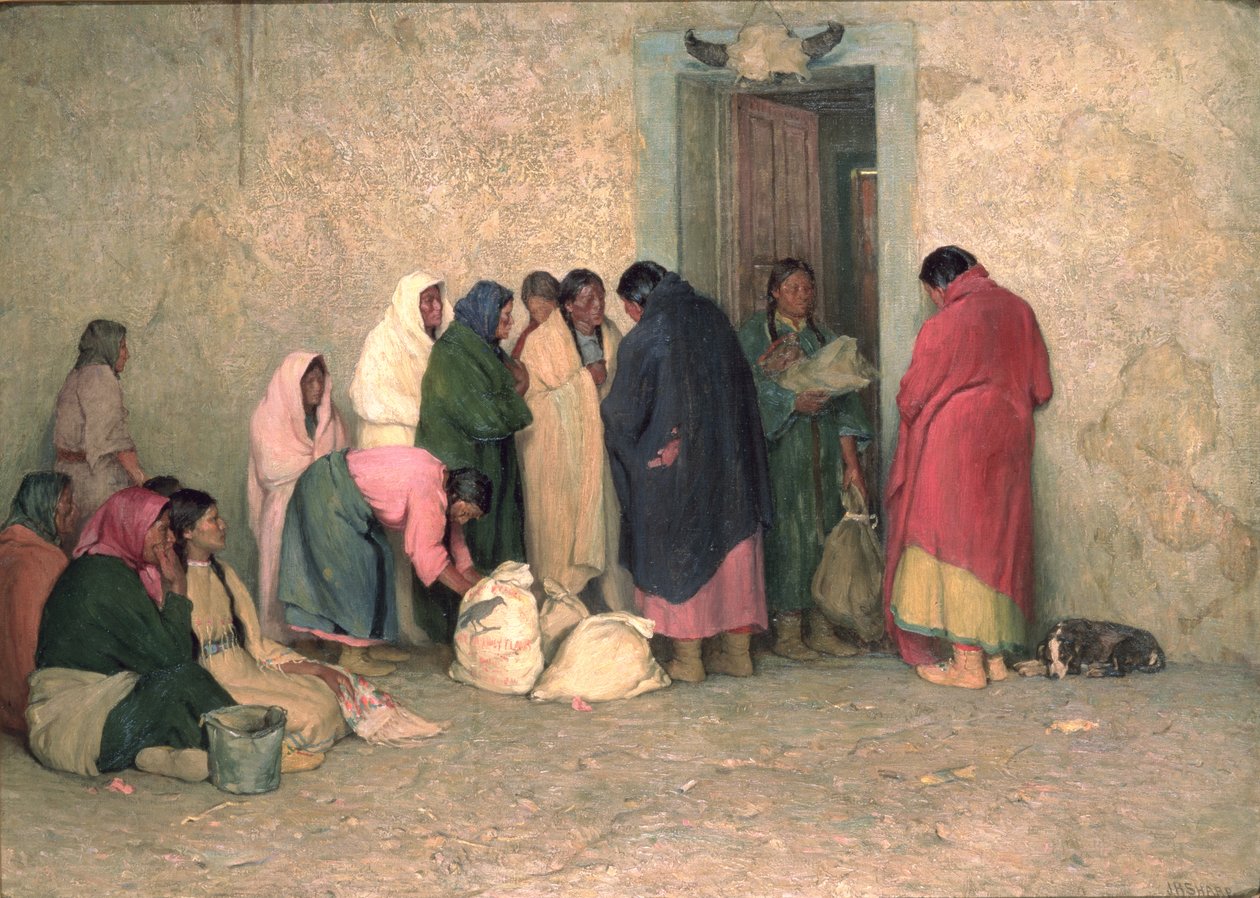 Dzień przydziału żywności w rezerwacie autorstwa Joseph Henry Sharp