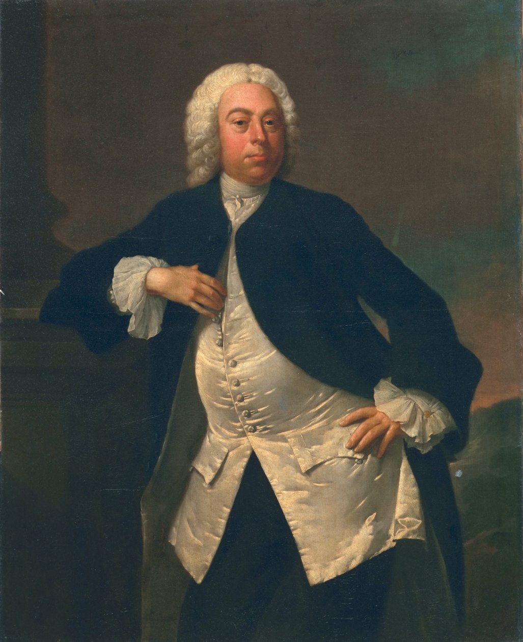Mężczyzna w białej jedwabnej kamizelce, ok.1745-50 autorstwa Joseph Highmore