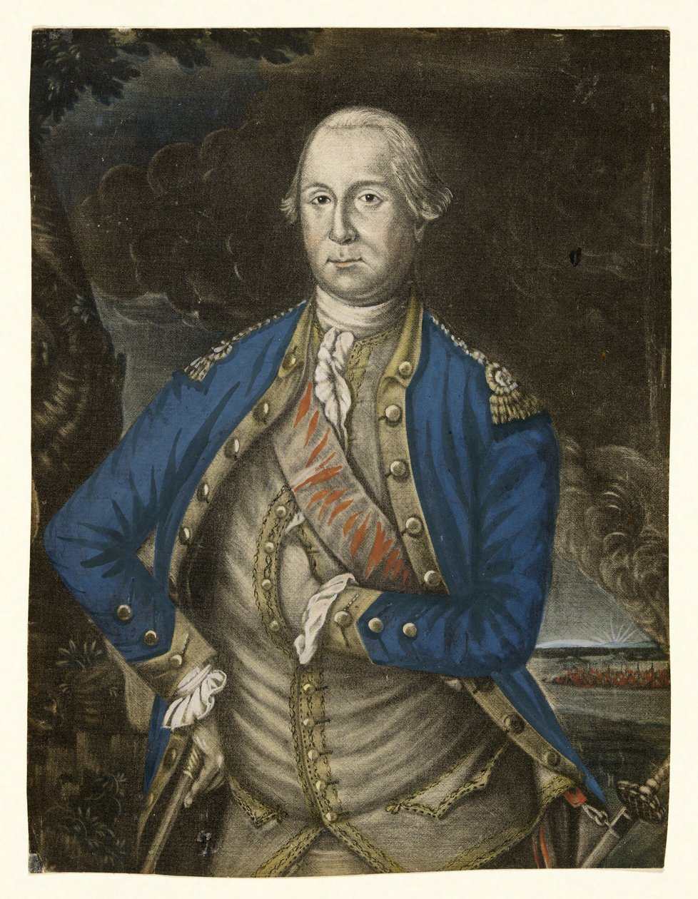 Jego Ekscelencja George Washington Esquire, wyd. 1776 (ręcznie kolorowane grawerowanie) autorstwa Joseph Hiller