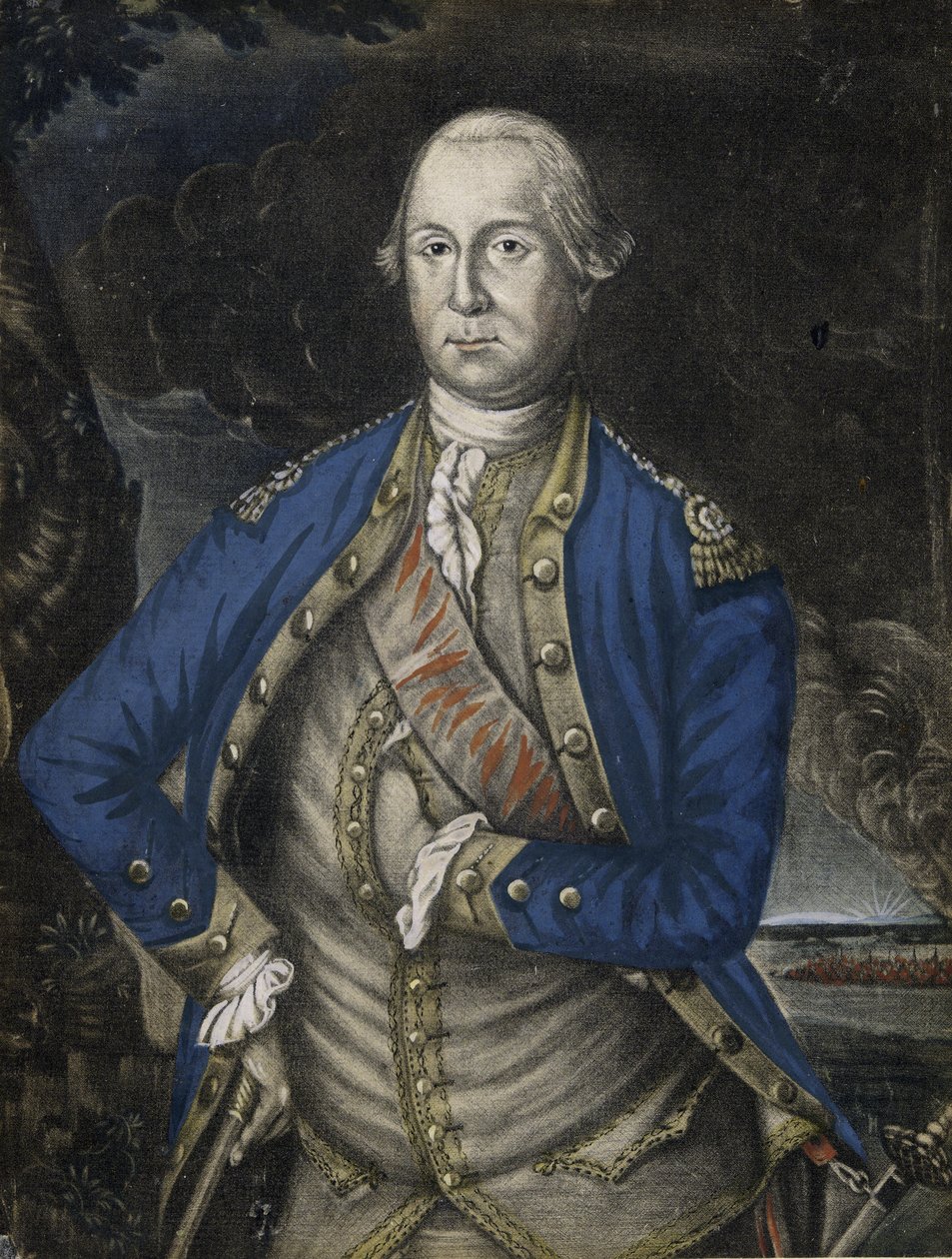 Jego Ekscelencja George Washington Esquire, wyd. 1776 (grawerowanie ręcznie kolorowane) autorstwa Joseph Hillier