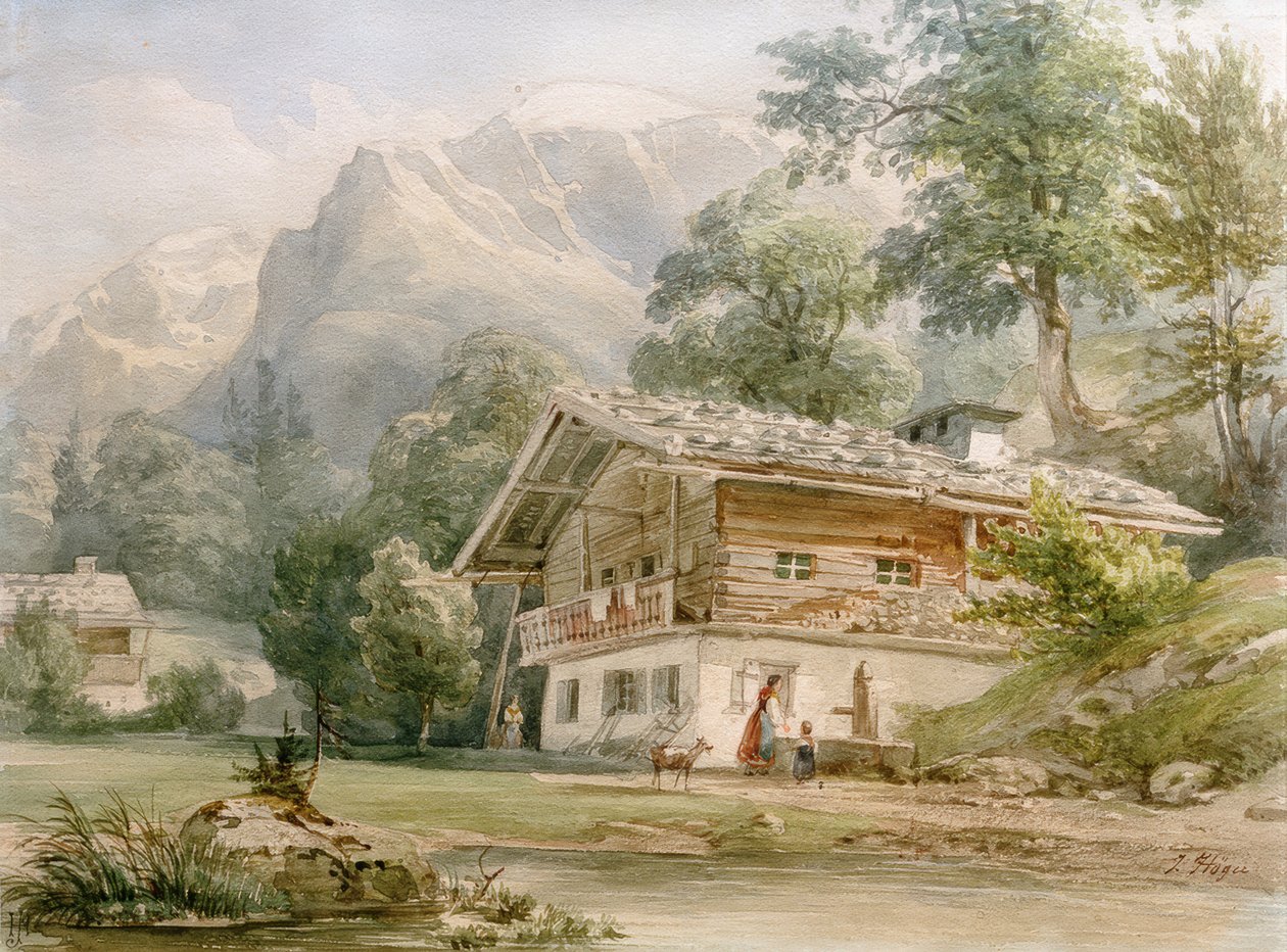 Gospodarstwo nad jeziorem Königssee koło Berchtesgaden autorstwa Joseph Hoger