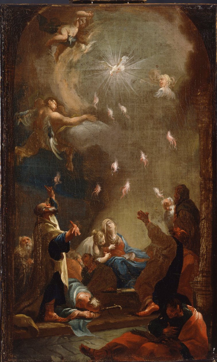 Zejście Ducha Świętego (Pięćdziesiątnica), Olej na płótnie autorstwa Józefa Ignaza Mildorfera (1719-1775), ok. 1750 - (Zstąpienie Ducha Świętego (Pięćdziesiątnica), Olej na płótnie J.I. Mildorfera, ok. 1750) - Magyar Galeria Nemzeti (Węgry) autorstwa Joseph Ignaz Mildorfer
