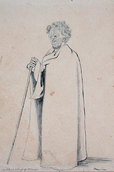 Ślepy wódz Otawao, ok. 1844 (pióro i ołówek na papierze) autorstwa Joseph Jenner Merrett