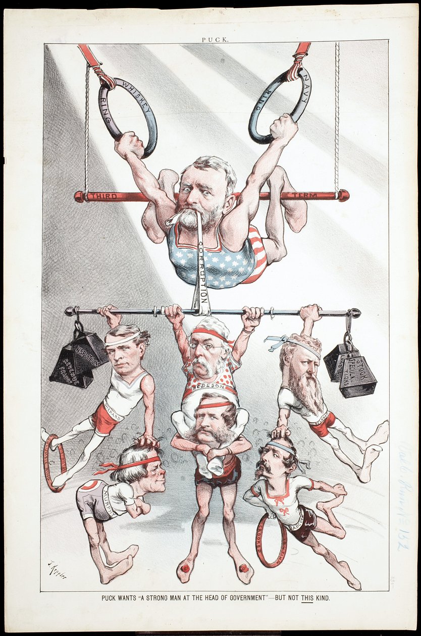 Puck chce "silnego człowieka na czele rządu" - ale nie takiego, 1880 r. autorstwa Joseph Keppler