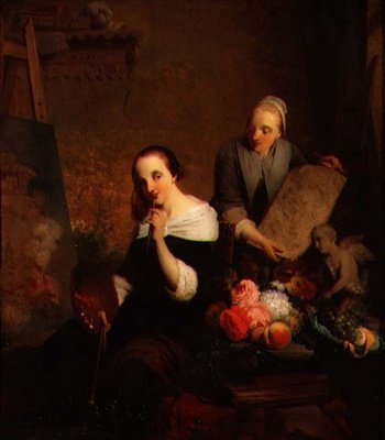 Artystka przy pracy w swojej pracowni autorstwa Joseph Kremer