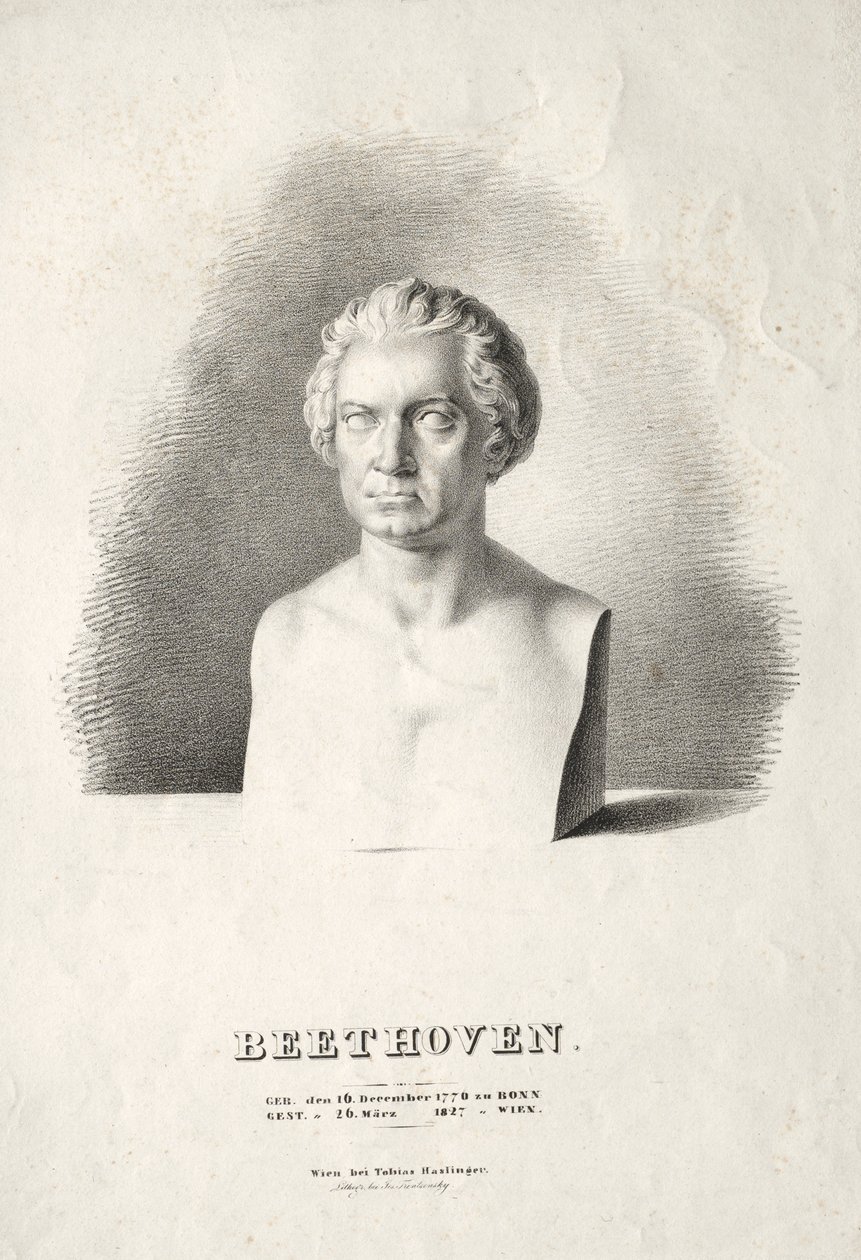 Popiersie Ludwiga van Beethovena. autorstwa Joseph Kriehuber
