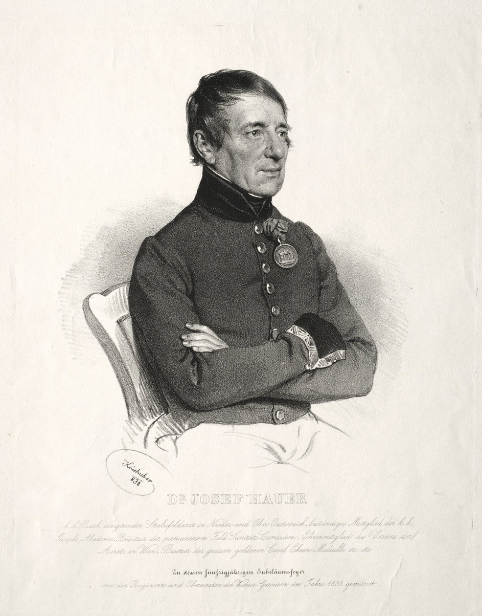 Portret dr. Józefa Hauera. autorstwa Joseph Kriehuber