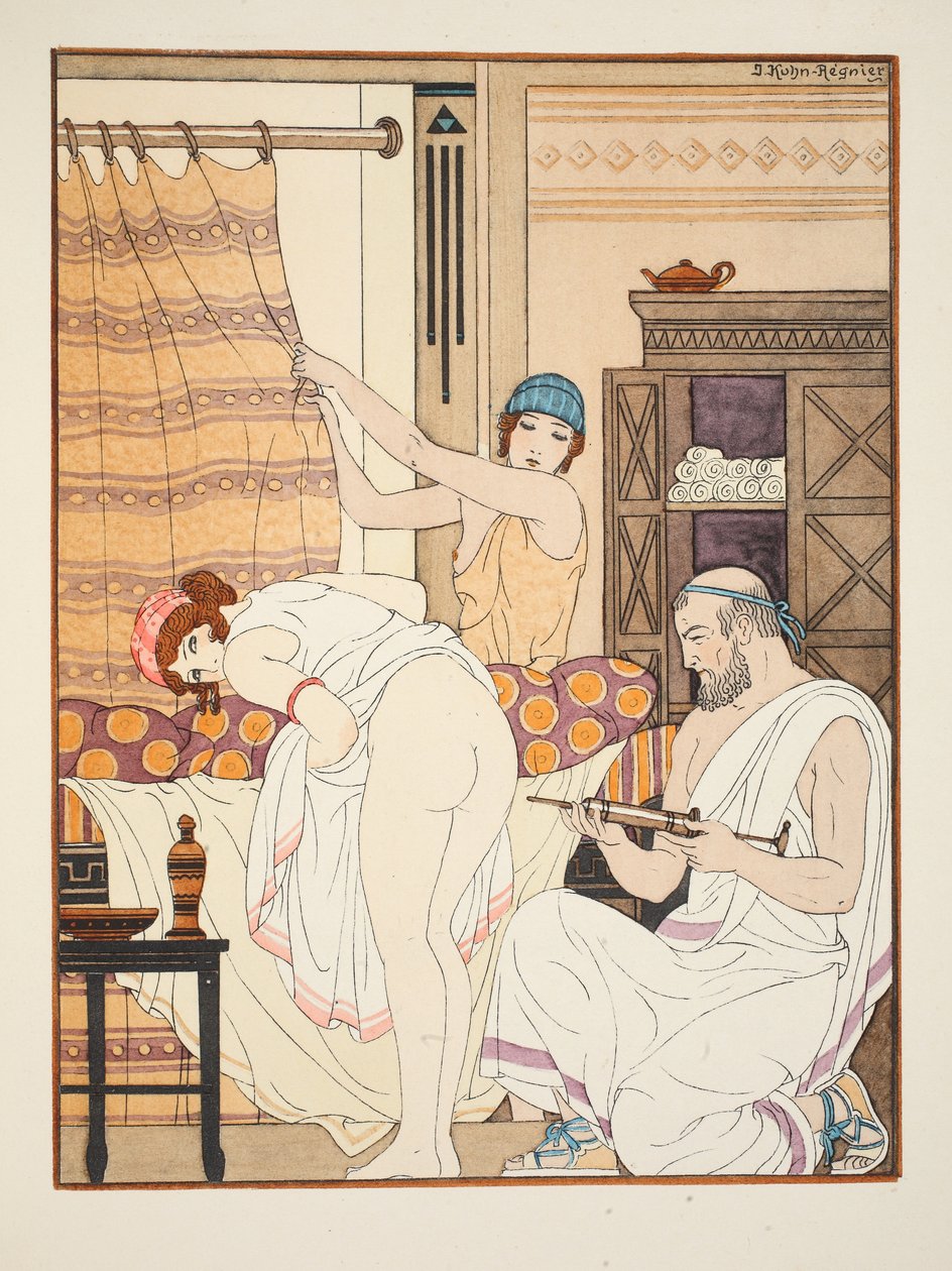 Lewatywa, ilustracja z „Dzieła Hipokratesa”, 1934 autorstwa Joseph Kuhn Regnier