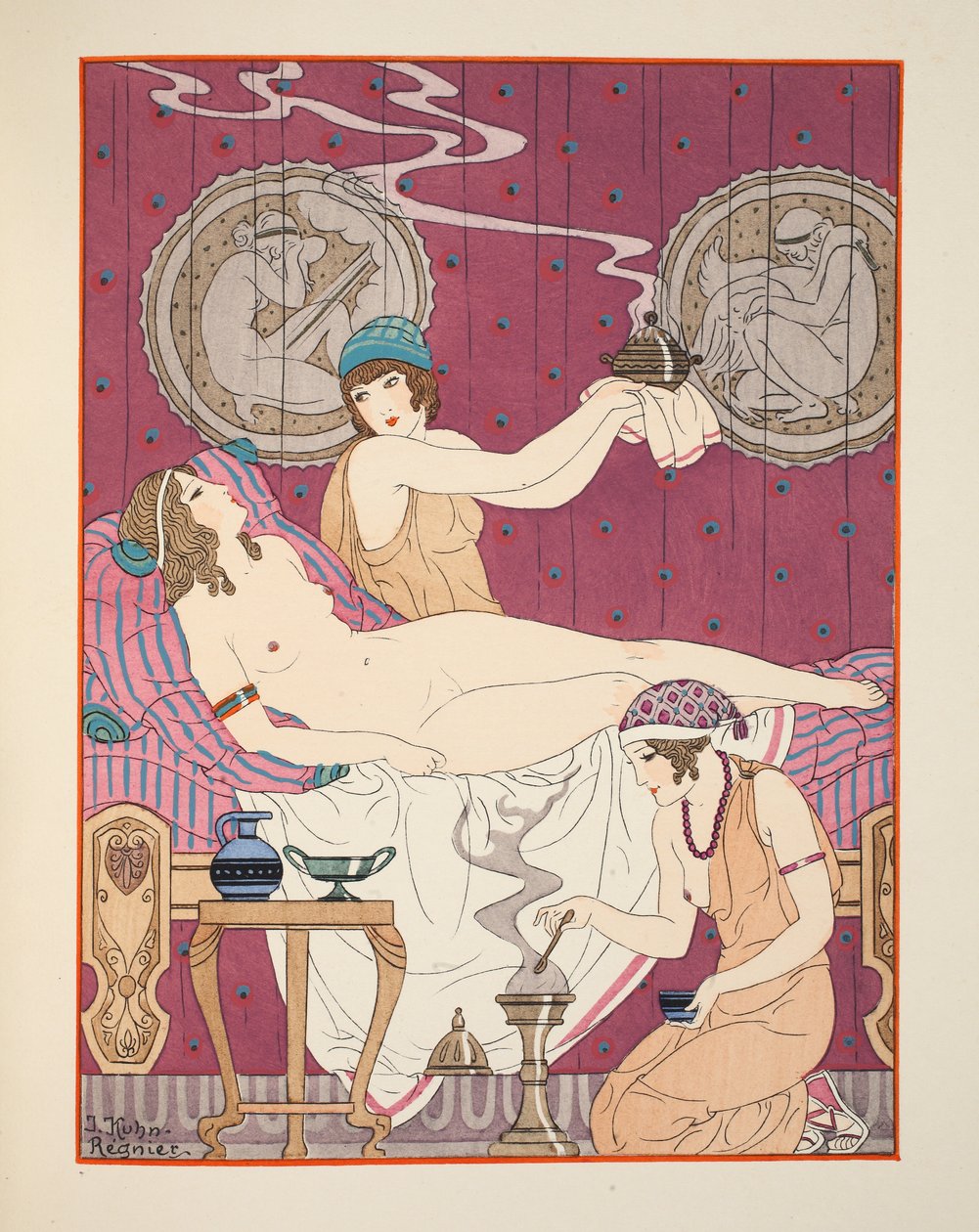 Fumigacje aromatyczne, ilustracja z "Dzieł Hipokratesa", 1934 r. autorstwa Joseph Kuhn Regnier