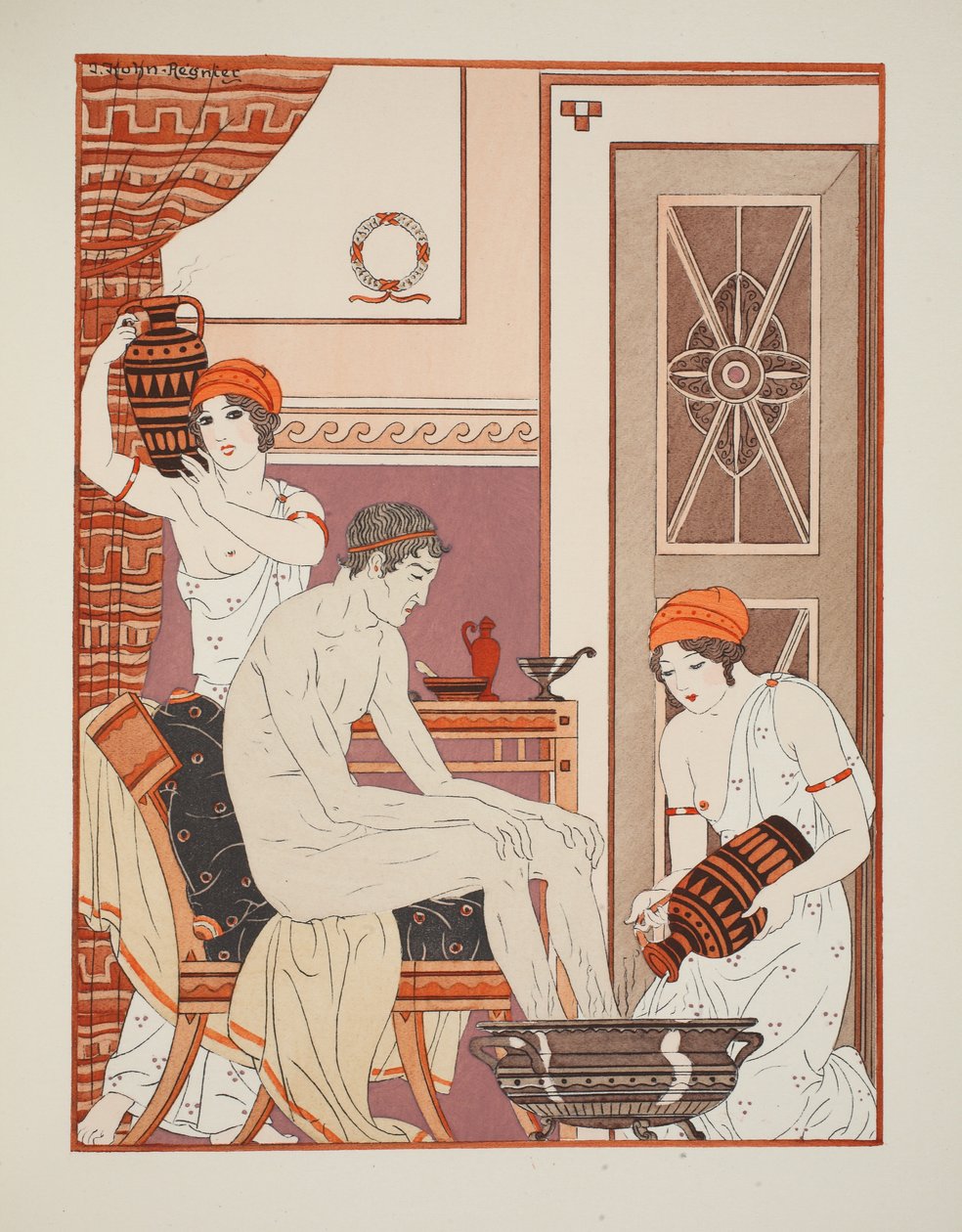 Kąpiel stóp, ilustracja z "Dzieł Hipokratesa", 1934 autorstwa Joseph Kuhn Regnier