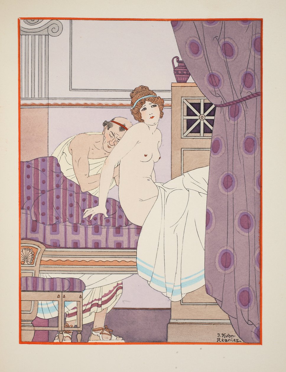 Odgłosy oddechu, ilustracja z „Dzieł Hipokratesa”, 1934 autorstwa Joseph Kuhn Regnier