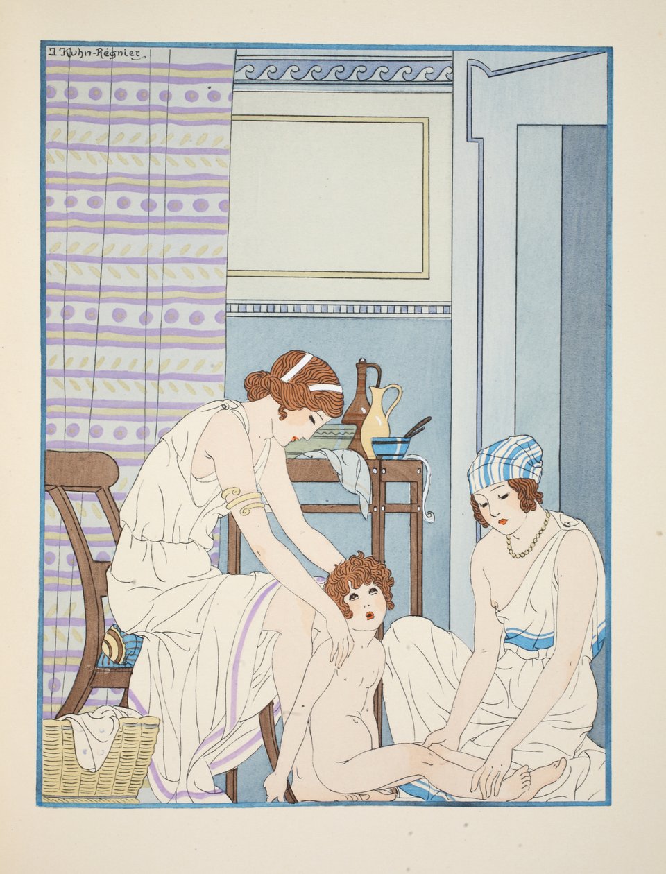 Opieka nad niemowlętami, ilustracja z „Dzieła Hipokratesa”, 1934 autorstwa Joseph Kuhn Regnier