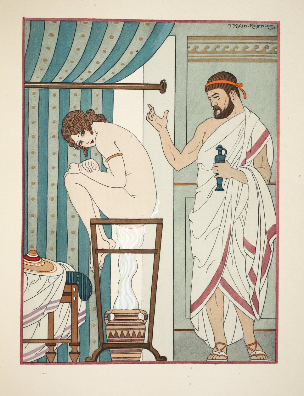 Terapia fumigacyjna, ilustracja z „Dzieł Hipokratesa”, 1934 autorstwa Joseph Kuhn Regnier