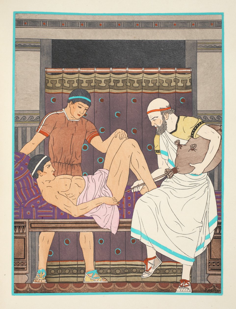 Lewatywa, ilustracja z "Dzieł Hipokratesa", 1934 autorstwa Joseph Kuhn Regnier