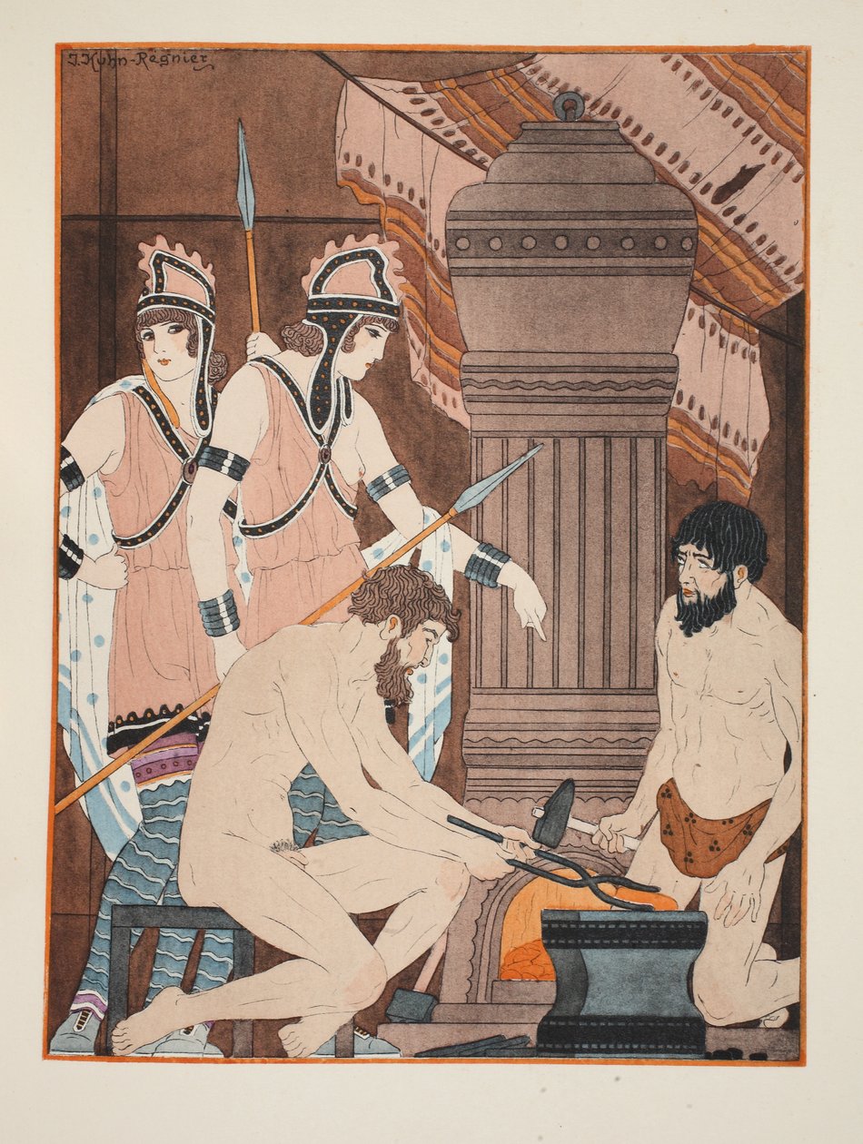 Rozżarzone węgle, ilustracja z „Dzieł Hipokratesa”, 1934 autorstwa Joseph Kuhn Regnier