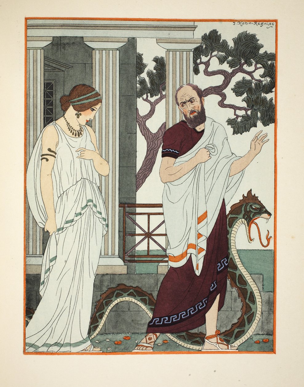 Odwróciłem się i ujrzałem piękną kobietę, ilustracja z "Dzieł Hipokratesa", 1934 autorstwa Joseph Kuhn Regnier