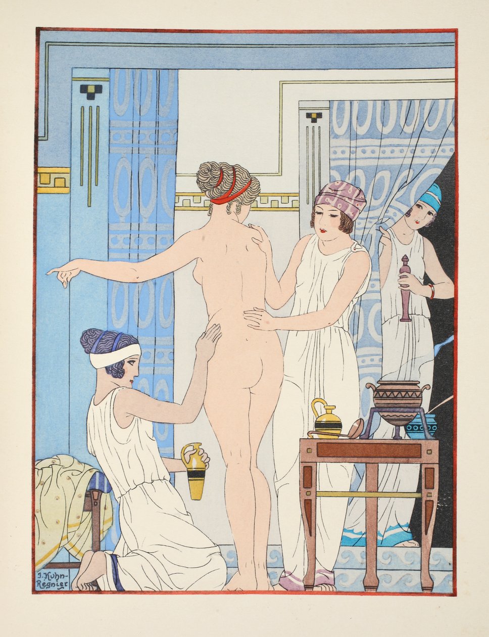 Masaż leczniczy, ilustracja z "Dzieł Hipokratesa", 1934 autorstwa Joseph Kuhn Regnier