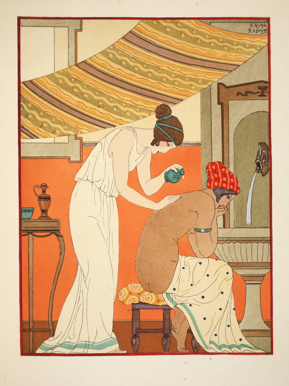 Musi namaścić rany olejem, ilustracja z "Dzieł Hipokratesa", 1934 autorstwa Joseph Kuhn Regnier