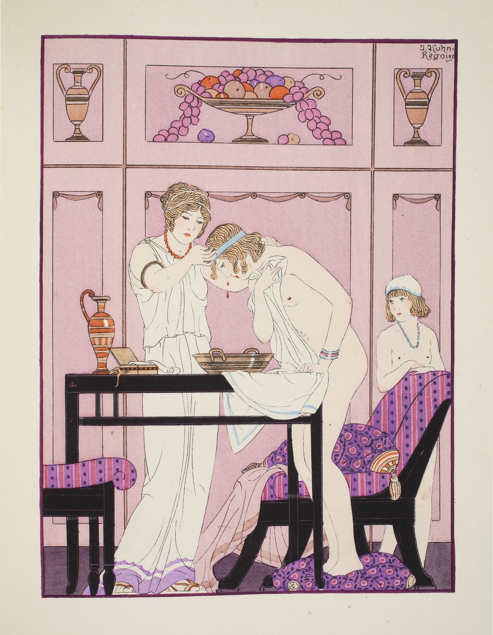 Krwawienie z nosa, ilustracja z „Dzieła Hipokratesa”, 1934 autorstwa Joseph Kuhn Regnier