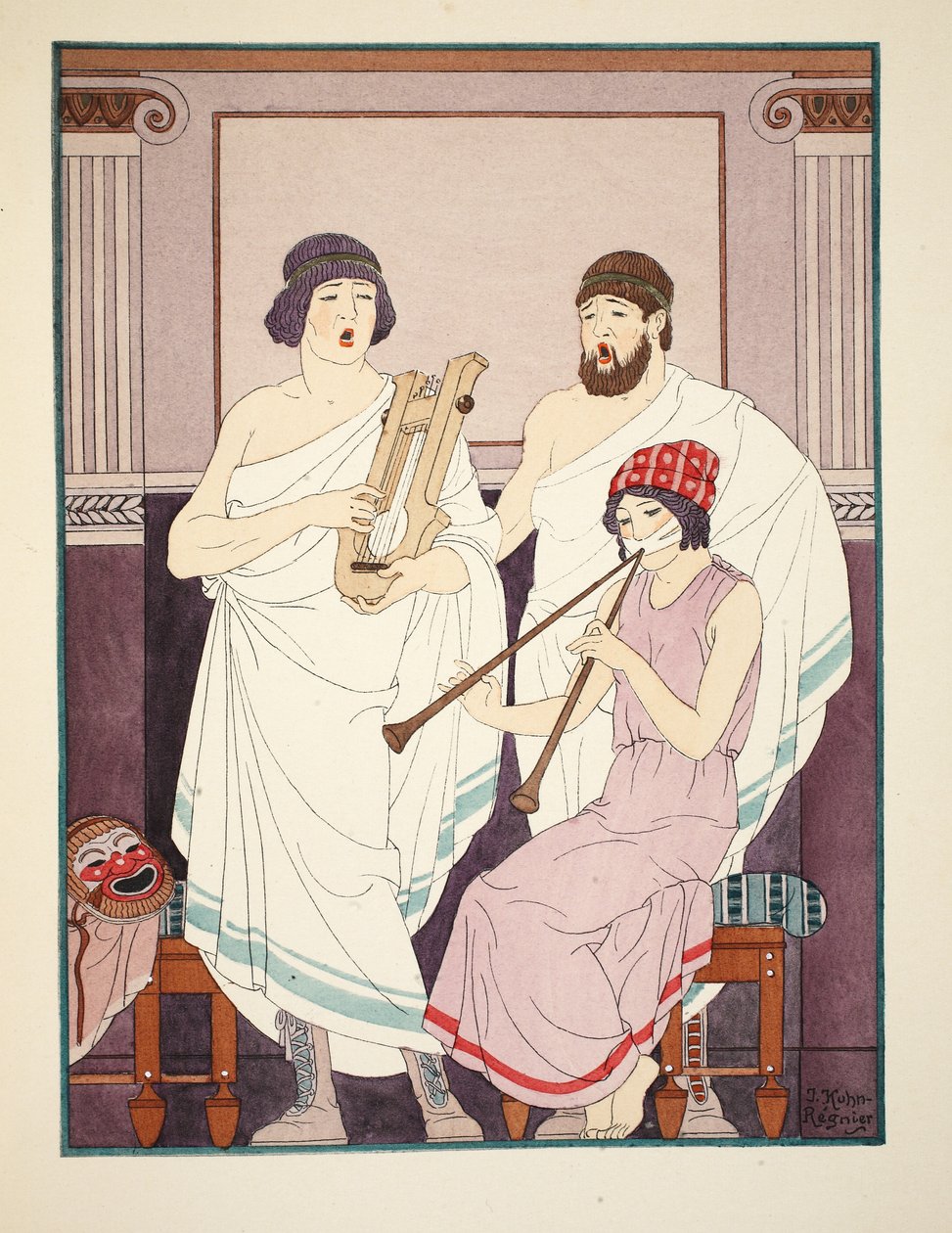 Dźwięki muzyki, ilustracja z „Dzieł Hipokratesa”, 1934 autorstwa Joseph Kuhn Regnier