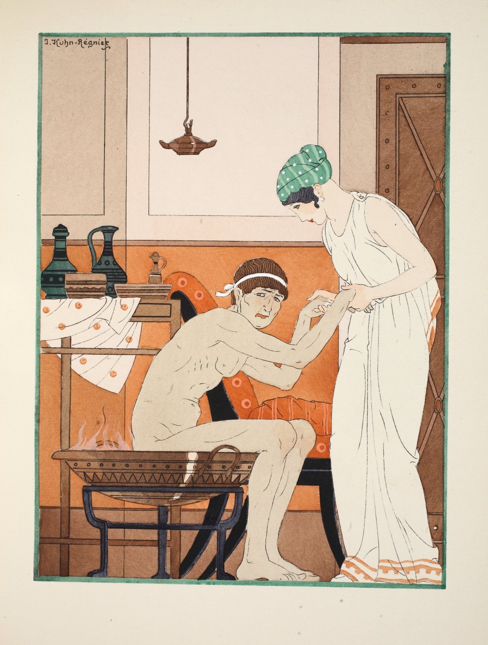 Łaźnia parowa, ilustracja z „Dzieła Hipokratesa”, 1934 autorstwa Joseph Kuhn Regnier