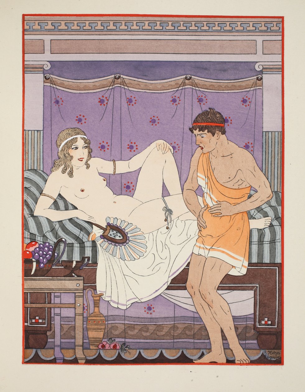Ból brzucha, ilustracja z "Dzieł Hipokratesa", 1934 autorstwa Joseph Kuhn Regnier