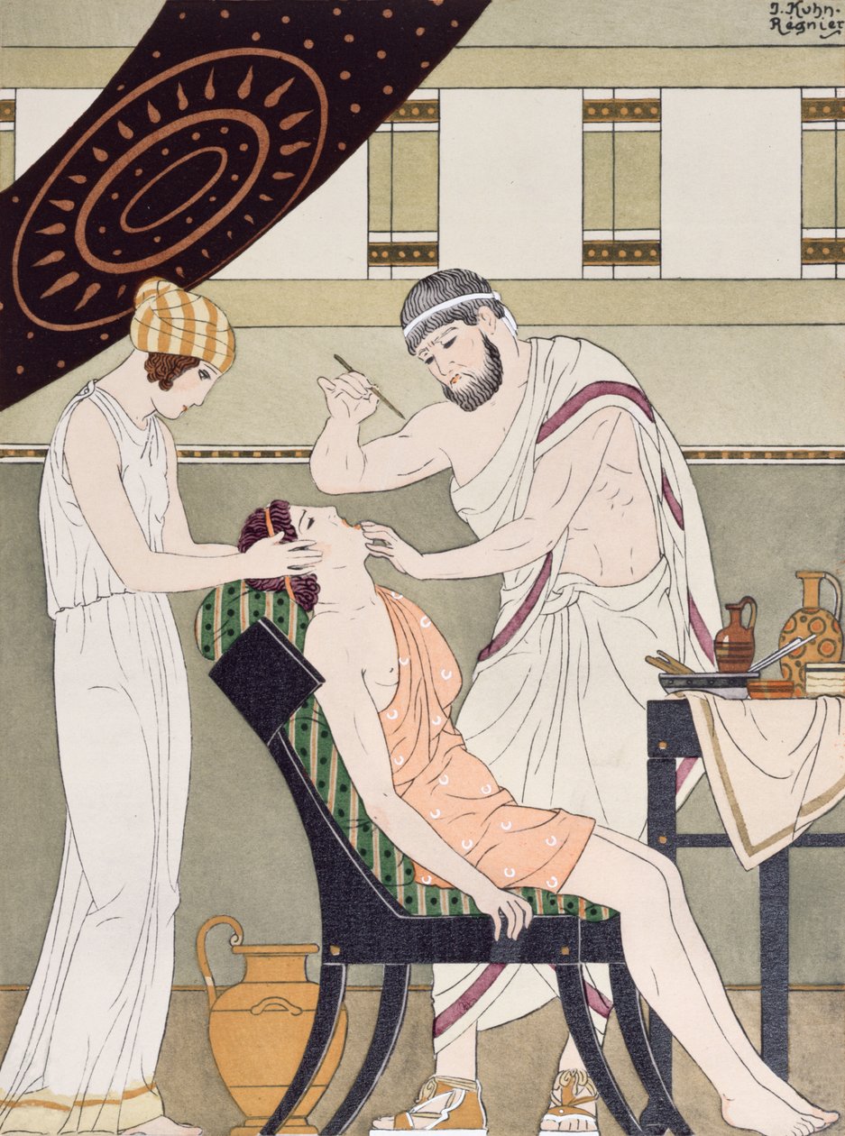 Dentysta, ilustracja z „Dzieła wszystkich Hipokratesa”, 1932 autorstwa Joseph Kuhn Regnier