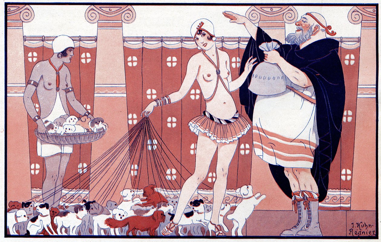 Trzy Prix Féminins - Nagroda małej starej babci z dużej rodziny - ilustracja z la Vie Parisienne 1919 autorstwa Joseph Kuhn Regnier