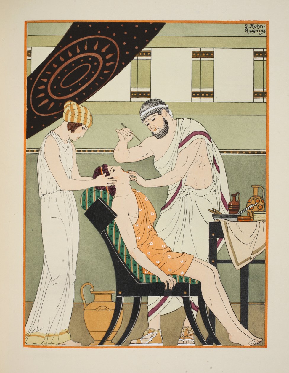Uvula nacięta skalpelem, ilustracja z „Dzieła Hipokratesa”, 1934 autorstwa Joseph Kuhn Regnier